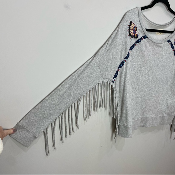 Ralph Lauren Denim & Supply Fringe Sweatshirt  gray, Beaded, Embroidered - Picture 4 of 12